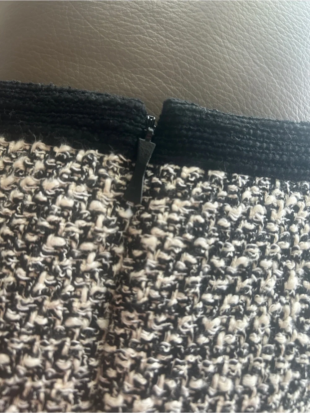 Kate Spade Black and Cream Tweed Scallop-Trim Cap Sleeve Dress
